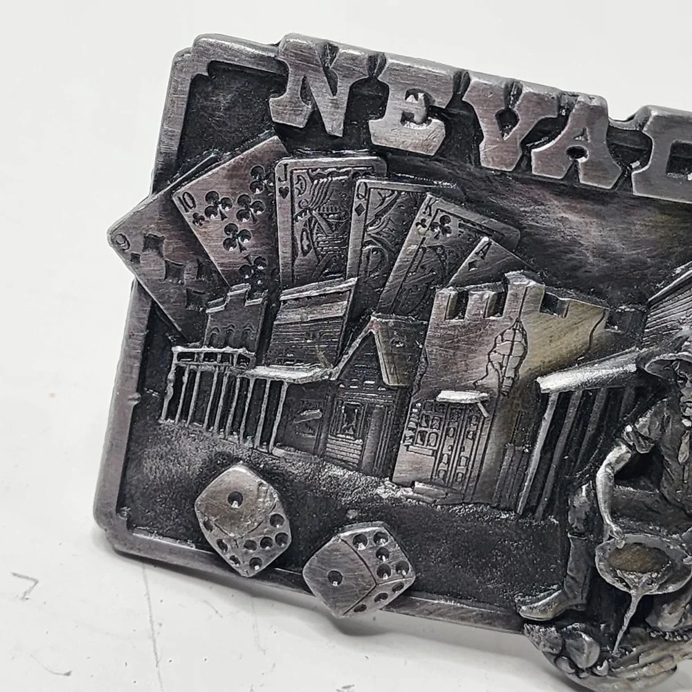 Nevada State Belt Buckle, 3D Image, Heavy, Gold Miner Casino, Signed 1982 H-20